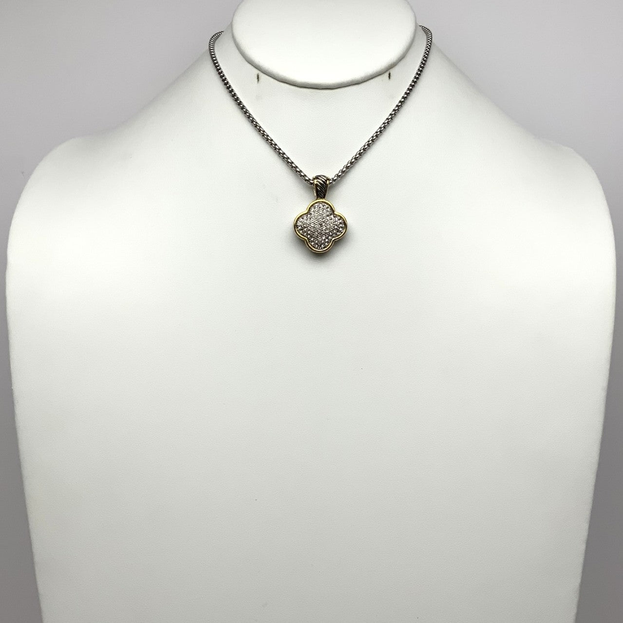 Short Designer Look CZ Crusted "+" Necklace