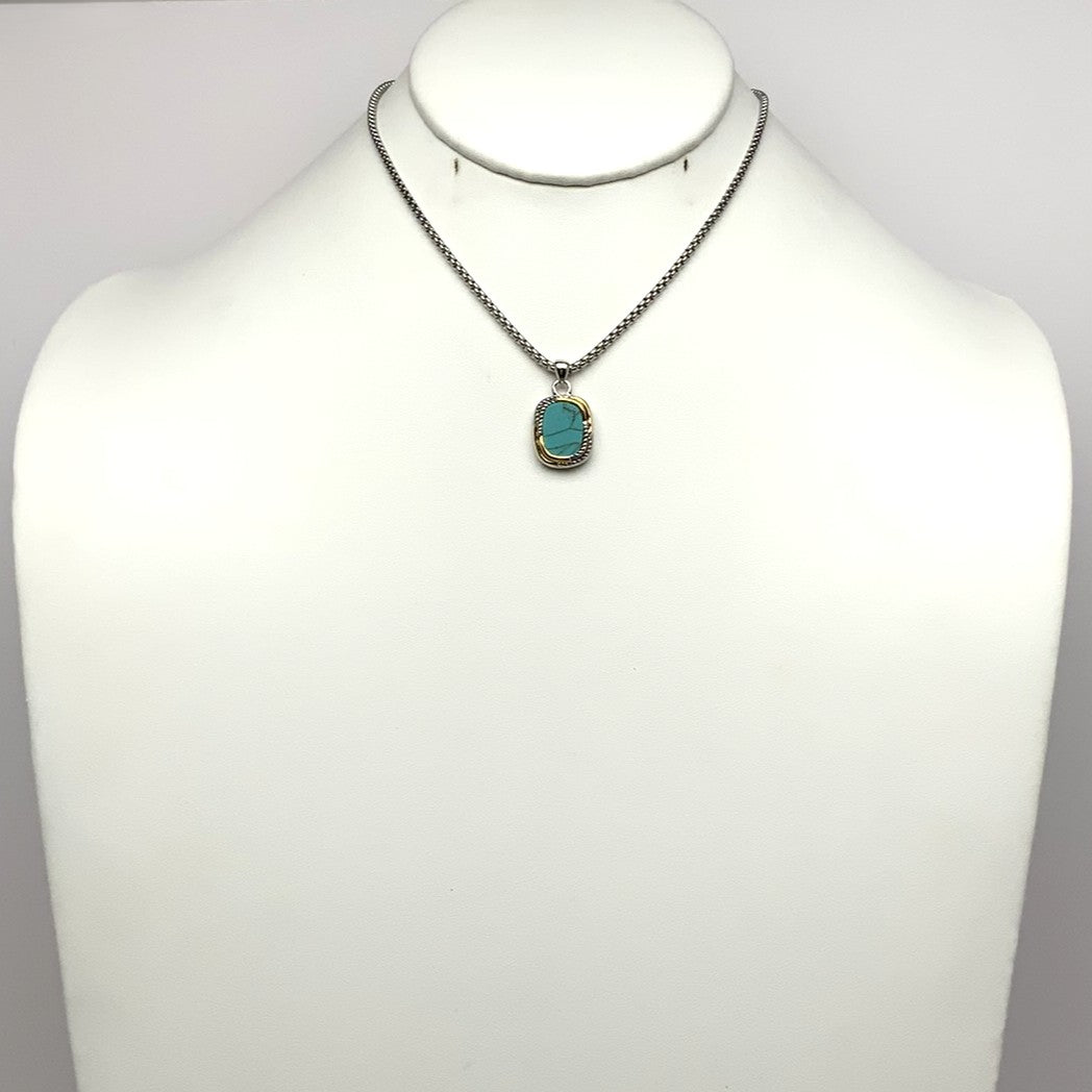 Short Designer Look Necklace with Rectangle Pendant