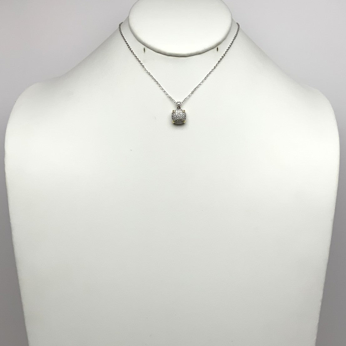 Short Designer Look Necklace with CZ Crusted Square Pendant