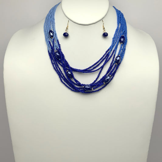 Seed Bead and Rhinestone Necklace Set