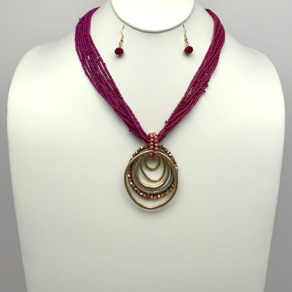 Seed Bead Drop Necklace Set