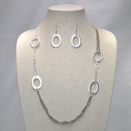 Chain with Hoops and Rhinestones Necklace Set