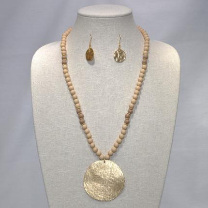 Bead and Circle Drop Necklace