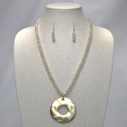 Crystals with Metal Circle Drop Necklace Set