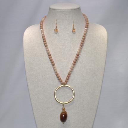 Beads with Hoop Drop Necklace Set