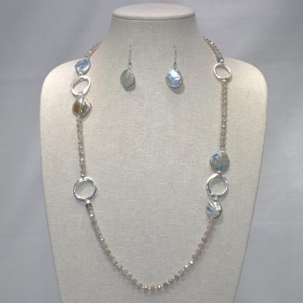 Rhinestones with Hoops and Nautical Stones Necklace Set