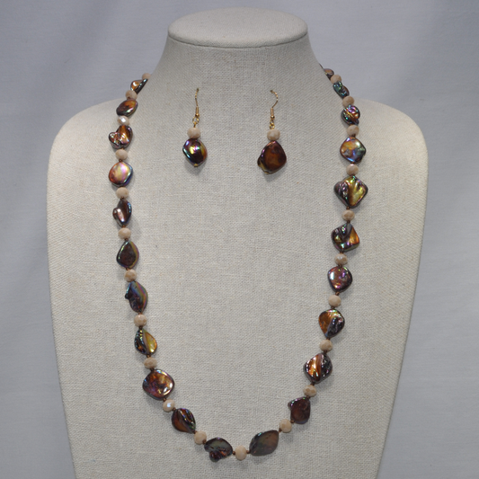 Long Single Strand Shell Nugget Necklace Set