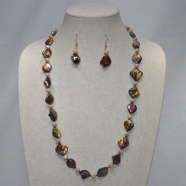 Long Single Strand Shell Nugget Necklace Set