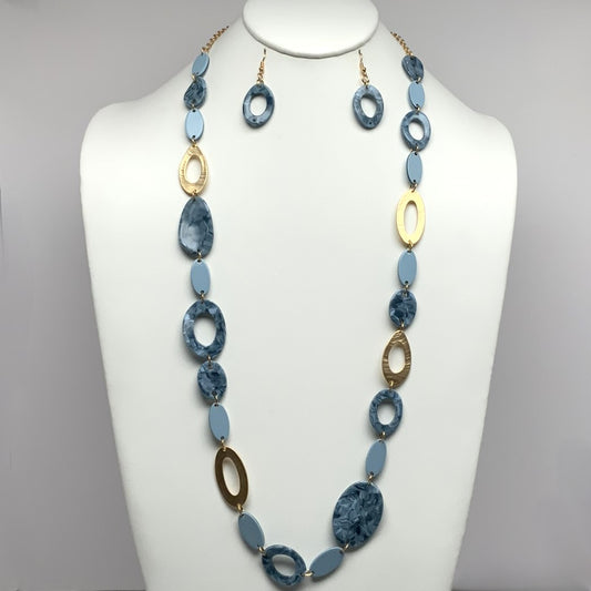 Long Lucite/Acrylic Ovals Necklace Set