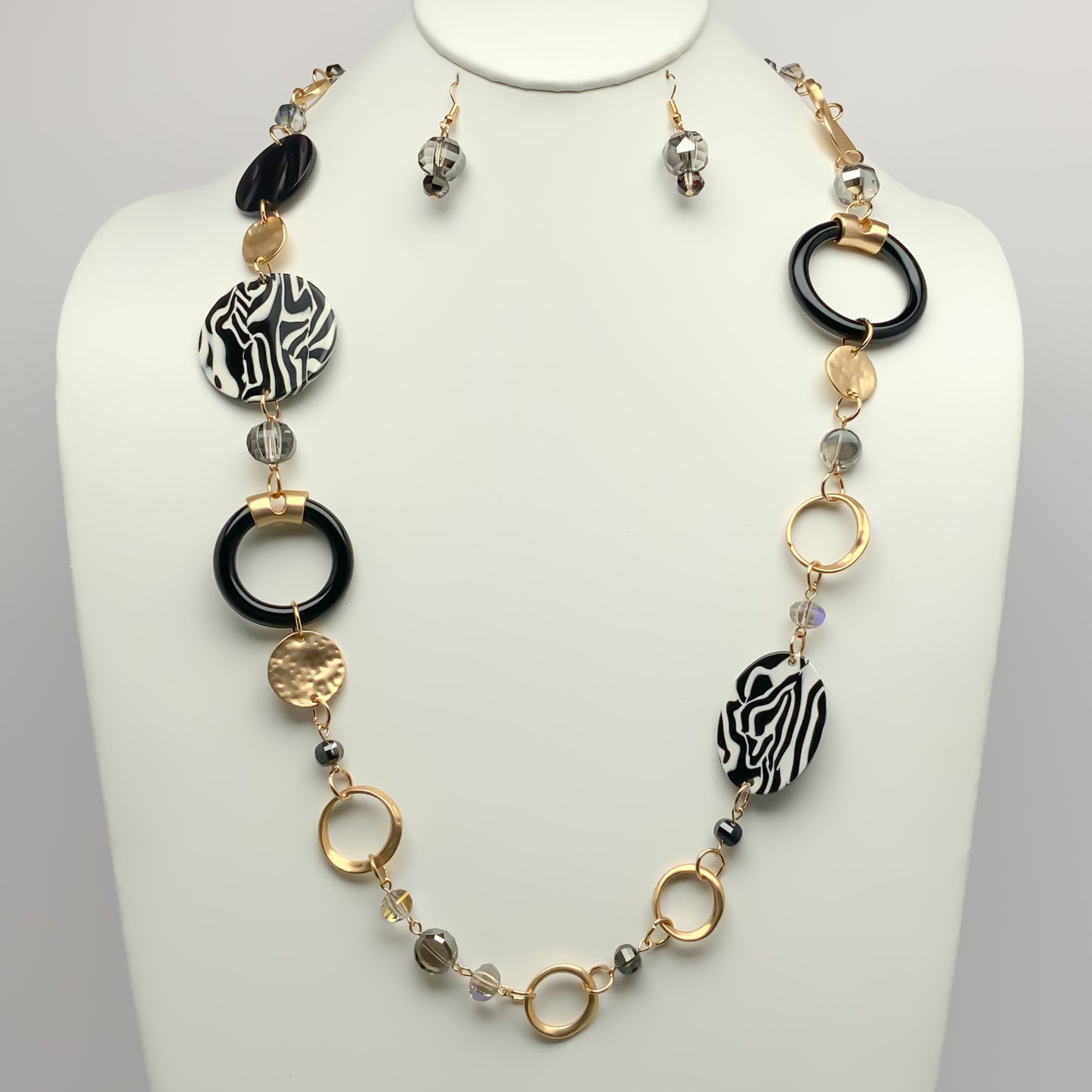 Lucite and Rhinestone Link Necklace Set