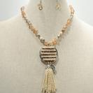 Crystal and Seed Bead Tassel Necklace Set