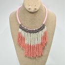 Tribal Look Seed Bead Tassel Bib Style Necklace Set