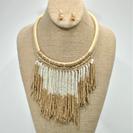 Tribal Look Seed Bead Tassel Bib Style Necklace Set