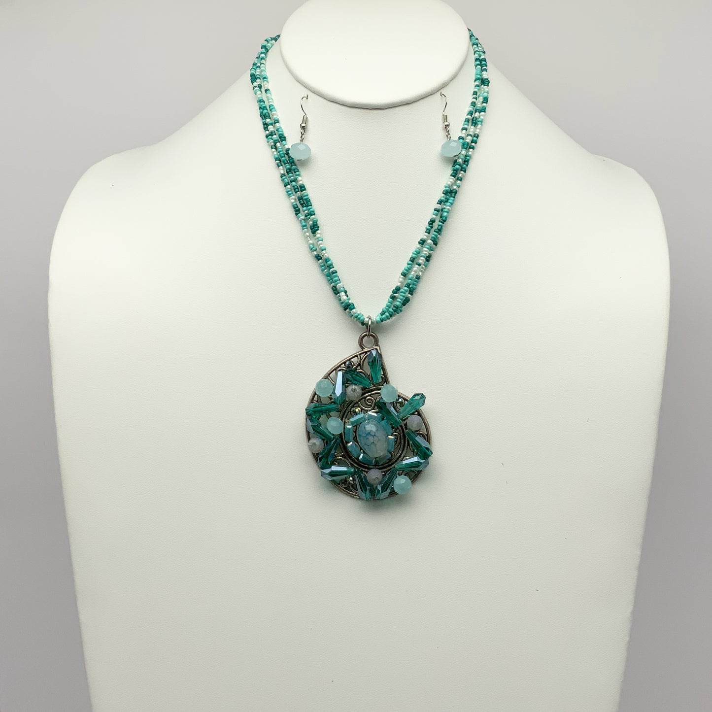 Three Strand Sea Bead with Nautilus