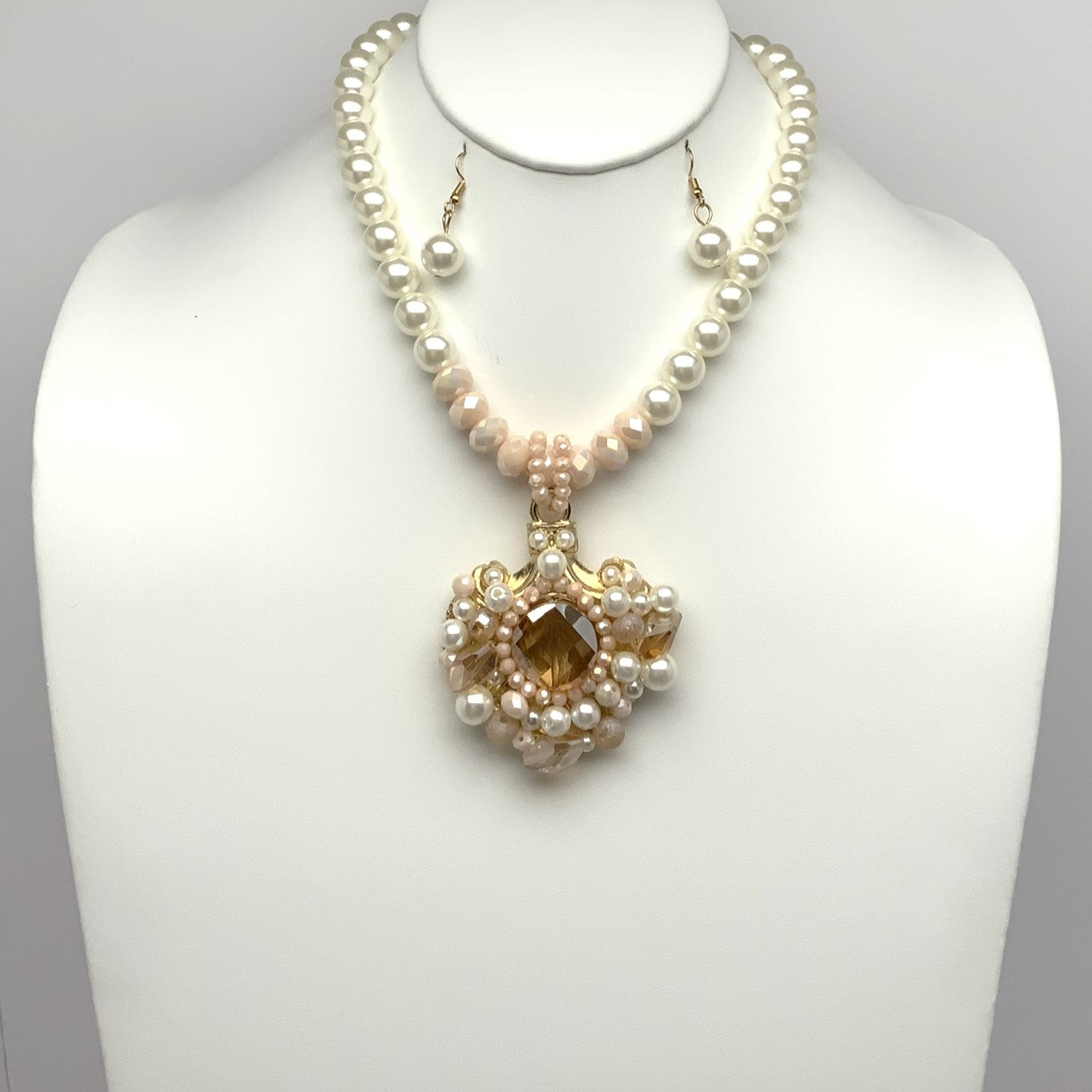 Pearl and Crystal Drop Necklace Set