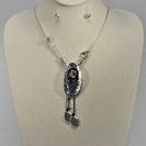 Long Snake Chain with Metal Pendant with Center Bling and Tassel