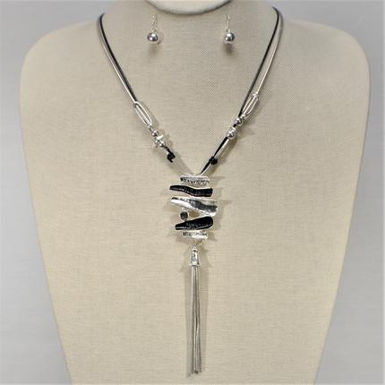 Long Snake Chain with Enamel Bars and Tassel