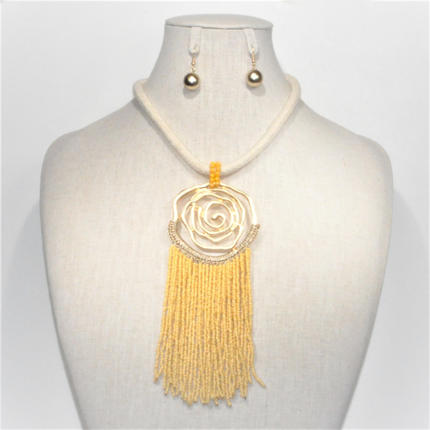 Rope with Flower and Seed Bead Tassel