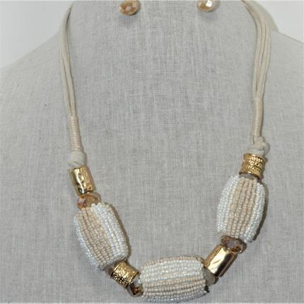 Seed Bead Corn Cob Look Necklace Set