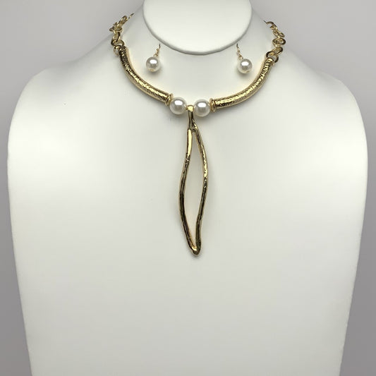 Leaf Shape Drop Necklace Set