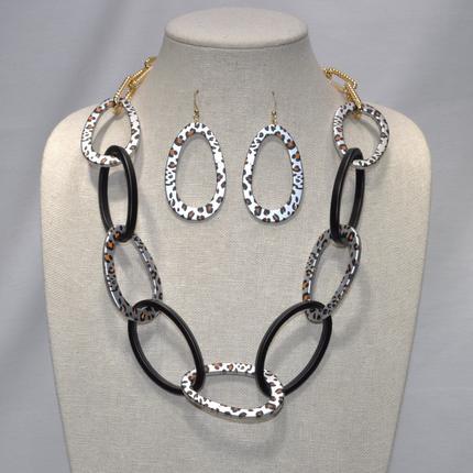 Animal Print Chain Link Necklace Set