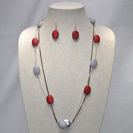 Double Layer Oval Beads Necklace Set