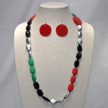 Enamel Oval Beads Necklace Set