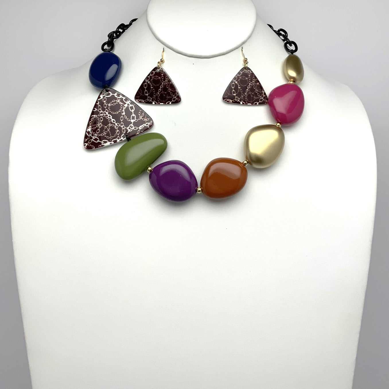 Lucite Link Necklace Set