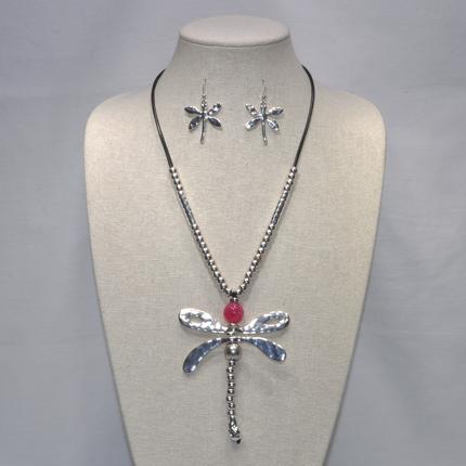 Metal Dragonfly Necklace Set