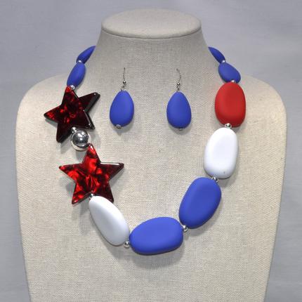 Enamel Tear Drop Beads with Stars Necklace