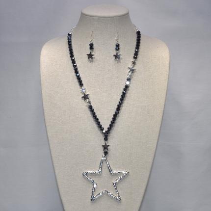 Rhinestone Beads and Stars Necklace Set