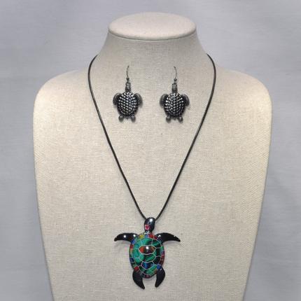 Metal Turtle Necklace Set