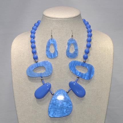 Beaded Lucite Necklace with Shapes