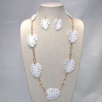 Chained Leaf Necklace Set