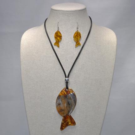 Long Vinyl Cord with Wide Lucite/Acrylic Fish