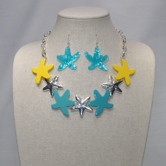 Lucite and Metal Starfish Bib Style