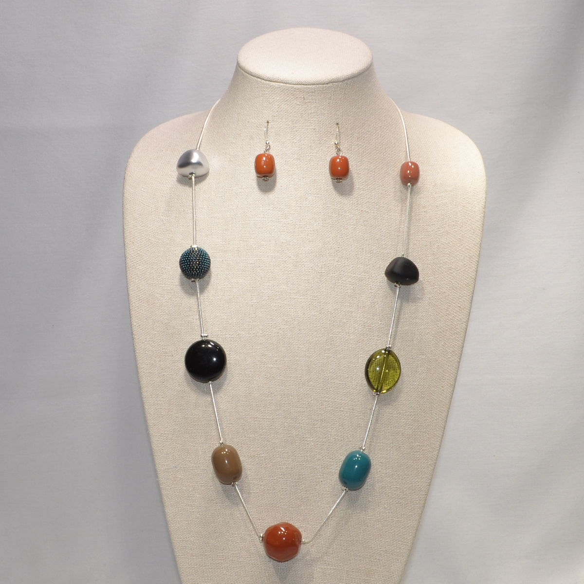 Long Snake Chain with Lucite/Acrylic Spacers
