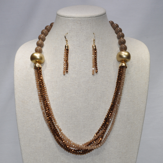 Short Multi Strand Crystal Necklace Set