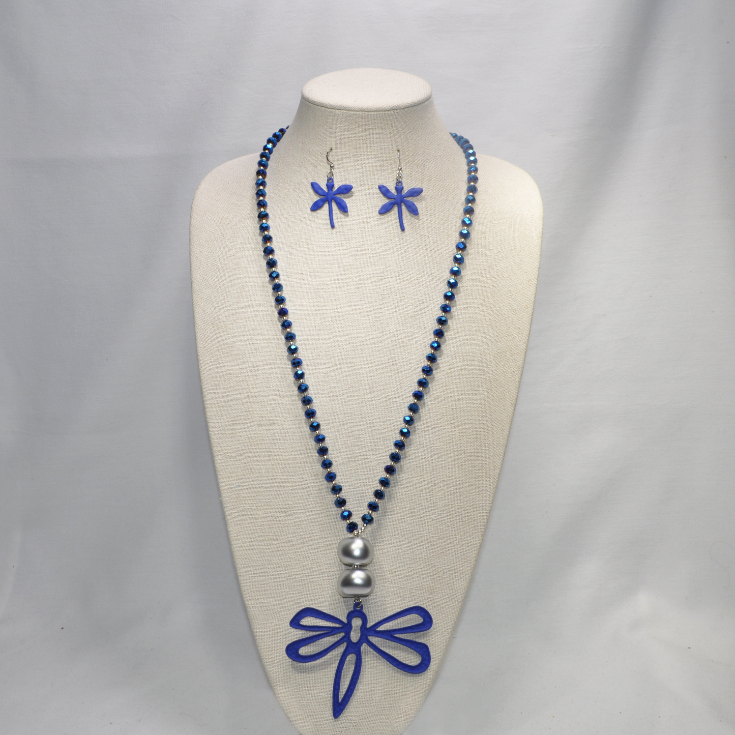 Long Crystal with Dragonfly Necklace Set