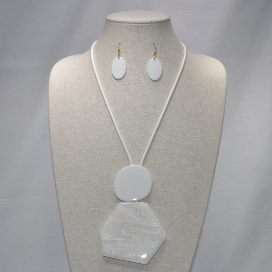 Long Cord with Large Acrylic Pendant Necklace Set