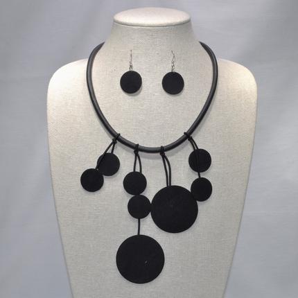 Rubber Necklaces with Circle Drops