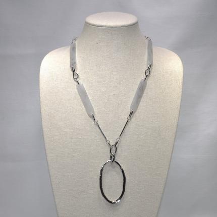 Chain and Lucite Link with Oval Drop Necklace Set