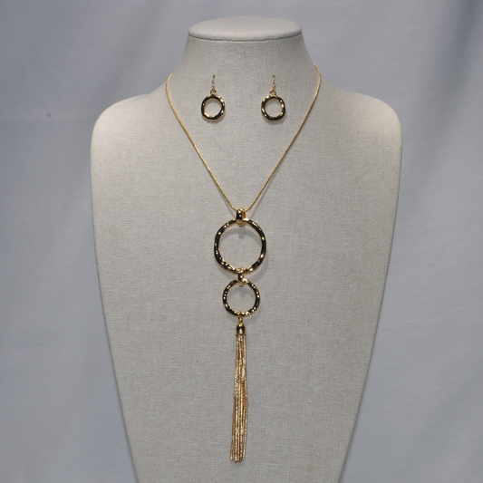 Long Snake Chain with Double Circle and Tassel