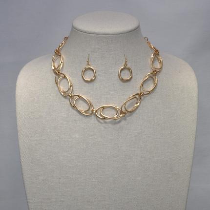 Double Hoop Chain Necklace Set