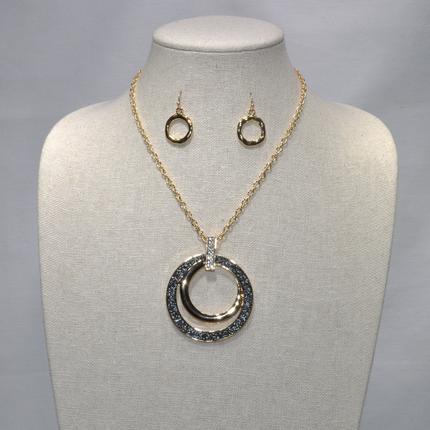 Chain with Circle Drop Necklace Set