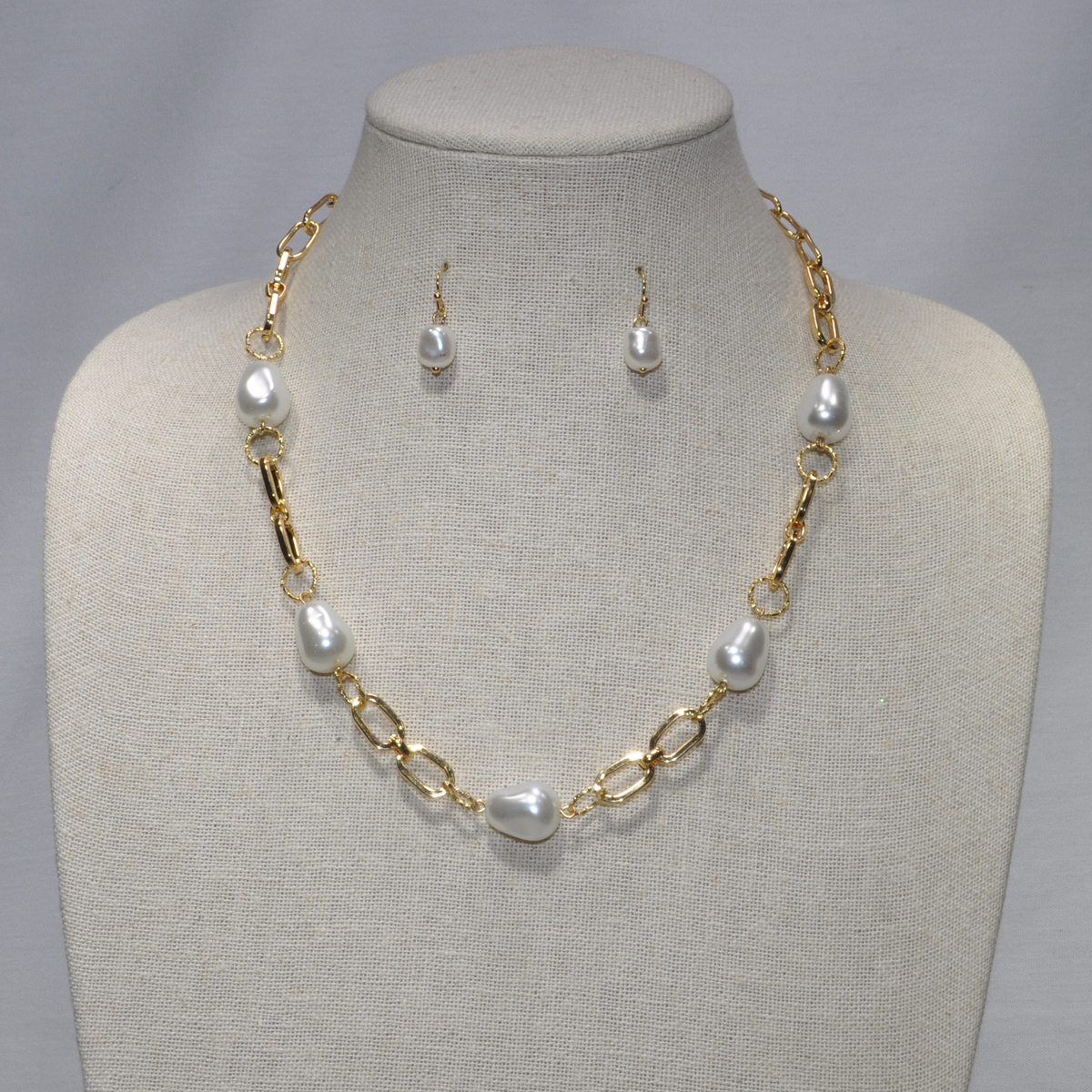 Link Chain Set Pearl and Chain Link Necklace Set – L and B Creations