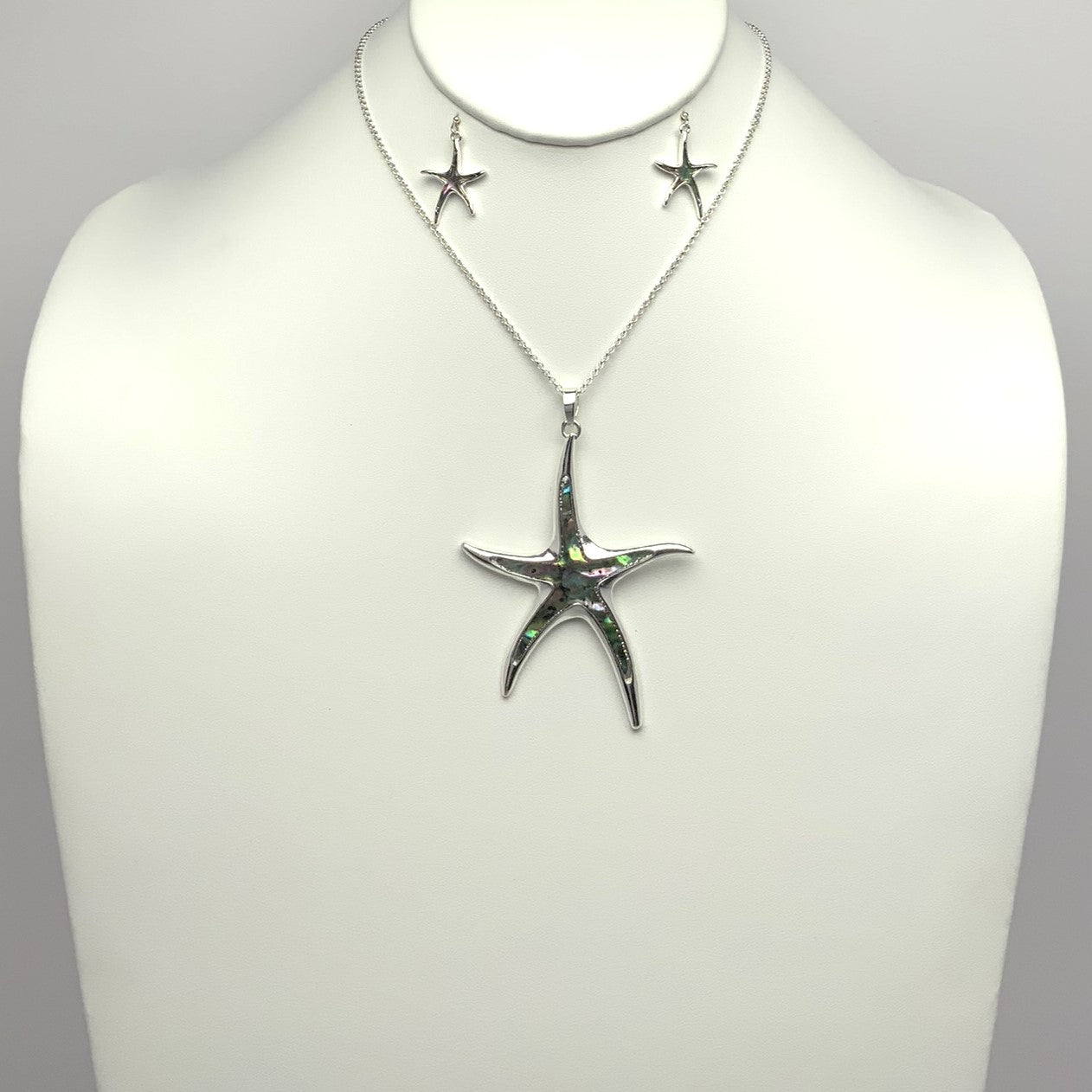 Abalone Starfish Drop Necklace Set