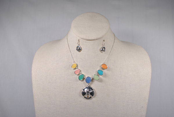Sea Glass with Sand Dollar necklace set