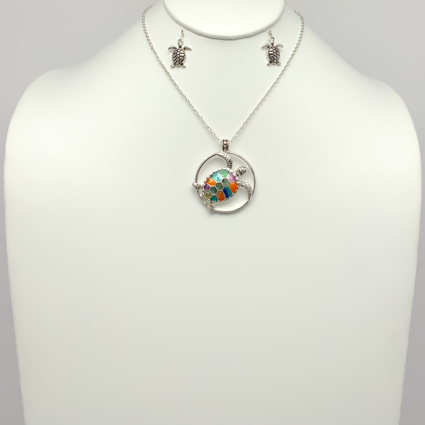 Mother Pearl and Turtle Drop Necklace Set