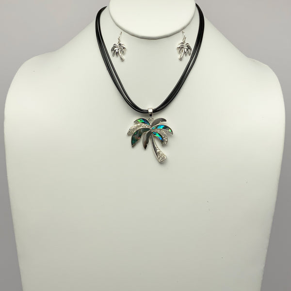 Shell Look Palm Tree Necklace Set